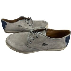 Lacoste Sevrin 7 Suede Leather Casual Boat Shoes Gray‎ Blue Mens Size 12